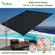 Load image into Gallery viewer, 10'x10' Umbrella Canopy Replacement Cantilever Umbrella Replacement Canopy, Canopy ONLY, Frame NOT Included