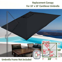 Load image into Gallery viewer, 10'x10' Umbrella Canopy Replacement Cantilever Umbrella Replacement Canopy, Canopy ONLY, Frame NOT Included