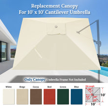 Load image into Gallery viewer, 10'x10' Umbrella Canopy Replacement Cantilever Umbrella Replacement Canopy, Canopy ONLY, Frame NOT Included