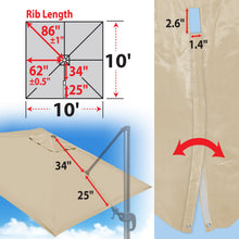Load image into Gallery viewer, 10'x10' Umbrella Canopy Replacement Cantilever Umbrella Replacement Canopy, Canopy ONLY, Frame NOT Included