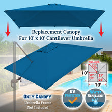 Load image into Gallery viewer, 10'x10' Umbrella Canopy Replacement Cantilever Umbrella Replacement Canopy, Canopy ONLY, Frame NOT Included