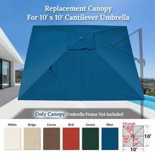 Load image into Gallery viewer, 10'x10' Umbrella Canopy Replacement Cantilever Umbrella Replacement Canopy, Canopy ONLY, Frame NOT Included