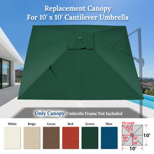 Load image into Gallery viewer, 10'x10' Umbrella Canopy Replacement Cantilever Umbrella Replacement Canopy, Canopy ONLY, Frame NOT Included
