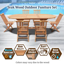 Load image into Gallery viewer, Patio 7pc Furniture Set 6 Golden Teak Wood Folding Chair, Extending Family Table(Local Pickup Only)