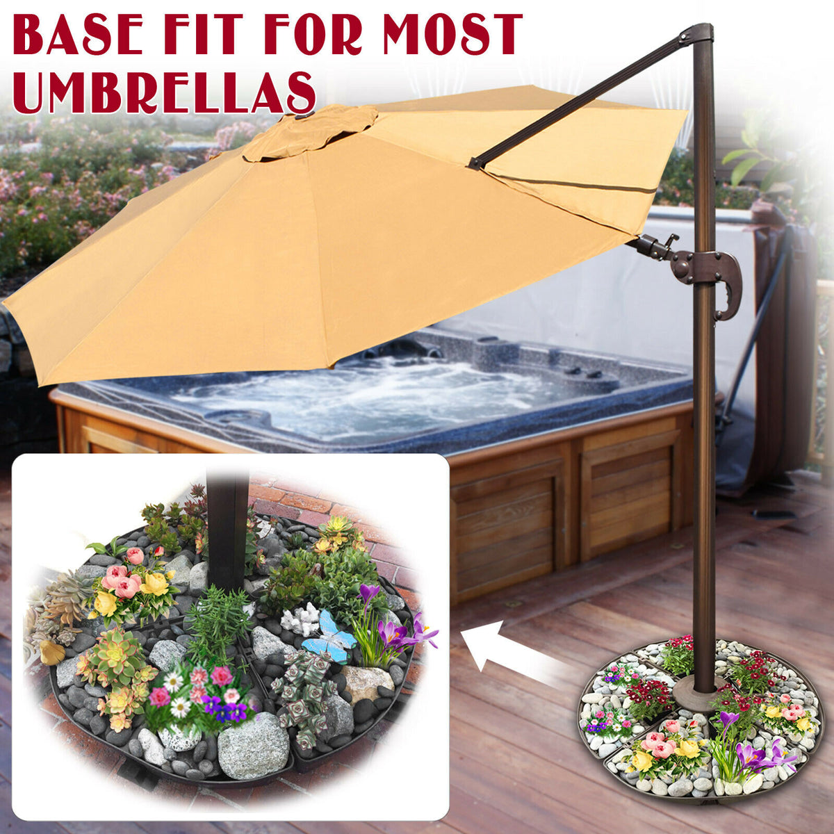 Planter Base Outdoor Patio Umbrella Stand Deck Parasol SAND Weight Uni – Sunny Outdoor US