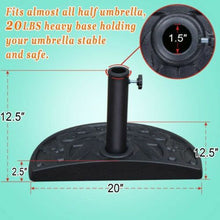 Load image into Gallery viewer, 20'' Half Round Resin Stand Holder Base for Half  Patio umbrella