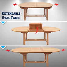 Load image into Gallery viewer, Patio 7pc Furniture Set 6 Golden Teak Wood Folding Chair, Extending Family Table(Local Pickup Only)
