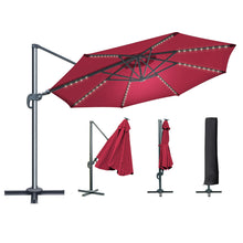 Load image into Gallery viewer, STRONG CAMEL 11.5ft  360 Rotataion Offset Cantilever Hanging Big Solar LED Umbrella(ONLY LOCAL PICK UP)
