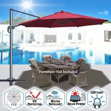 Load image into Gallery viewer, STRONG CAMEL 11.5ft  360 Rotataion Offset Cantilever Hanging Big Solar LED Umbrella(ONLY LOCAL PICK UP)