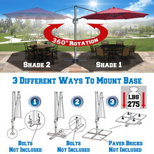 Load image into Gallery viewer, STRONG CAMEL 11.5ft  360 Rotataion Offset Cantilever Hanging Big Solar LED Umbrella(ONLY LOCAL PICK UP)