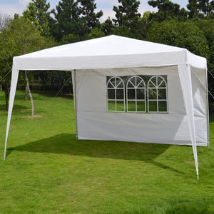 STRONG CAMEL 10'X13' EZ POP UP Folding Gazebo Camping Canopy W/Carry Bag Wedding Party Tent With Side Wall-WHITE
