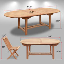 Load image into Gallery viewer, Patio 7pc Furniture Set 6 Golden Teak Wood Folding Chair, Extending Family Table(Local Pickup Only)