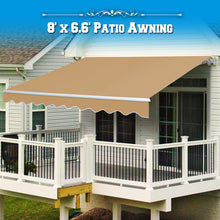 Load image into Gallery viewer, 8'x6.6' 10/12/16/20x10 Manual Yard Retractable Sunshade Patio Deck Awning Canopy