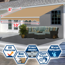Load image into Gallery viewer, 8'x6.6' 10/12/16/20x10 Manual Yard Retractable Sunshade Patio Deck Awning Canopy