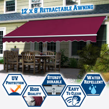 Load image into Gallery viewer, 12x8' Sunshade Manual Yard Retractable Patio Deck Door Window Awning Canopy
