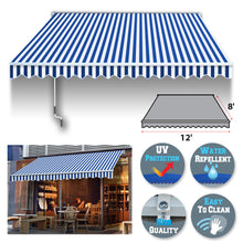 Load image into Gallery viewer, 12x8' Sunshade Manual Yard Retractable Patio Deck Door Window Awning Canopy