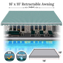 Load image into Gallery viewer, 8'x6.6' 10/12/16/20x10 Manual Yard Retractable Sunshade Patio Deck Awning Canopy