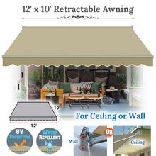 Load image into Gallery viewer, 8'x6.6' 10/12/16/20x10 Manual Yard Retractable Sunshade Patio Deck Awning Canopy