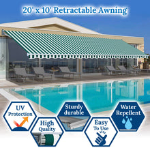 Load image into Gallery viewer, 8'x6.6' 10/12/16/20x10 Manual Yard Retractable Sunshade Patio Deck Awning Canopy