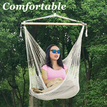 Load image into Gallery viewer, Hanging Swing Cotton Rope Hammock Chair Patio Porch Garden Outdoor