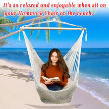 Load image into Gallery viewer, Hanging Swing Cotton Rope Hammock Chair Patio Porch Garden Outdoor