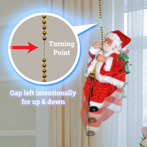 9.8" Santa Claus Musical Climbing Rope Christmas Electric Toy  with Music Climbing up and Down