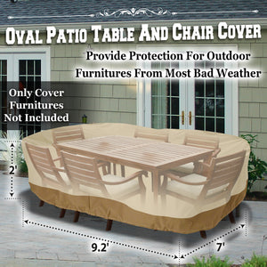 9.2'L Large Patio Rectangular Table Chair Cover for  Outdoor