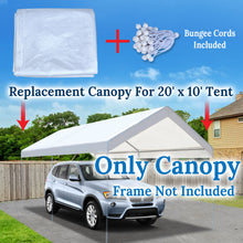 Load image into Gallery viewer, 10&#39;x20&#39; Carport Replacement Canopy Cover for Tent Top Garage Shelter Cover w Ball Bungees
