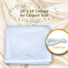 Load image into Gallery viewer, 10'x20' Carport Replacement Canopy Cover for Tent Top Garage Shelter Cover with Cable Ties