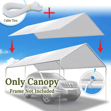 Load image into Gallery viewer, 10&#39;x20&#39; Carport  Replacement Canopy for Tent Garage Tarp Top Shelter Cover w Cable Ties
