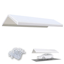 Load image into Gallery viewer, 10'x20' Carport Replacement Canopy Cover for Tent Top Garage Shelter Cover with Ball Bungees