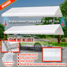 Load image into Gallery viewer, Carport Replacement Top Canopy Cover 10 x 20-Feet for Tent Outdoor Canopy Garden Gazebo Garage Shelter Cover with Ball Bungees (Only Cover, Frame is not Included)