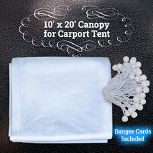Load image into Gallery viewer, 10'x20' Carport Replacement Canopy Cover for Tent Top Garage Shelter Cover with Ball Bungees