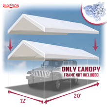 Load image into Gallery viewer, 10'x20' Carport Replacement Canopy Cover for Tent Top Garage Shelter Cover w Ball Bungees