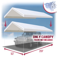 Load image into Gallery viewer, 10'x20' Carport Replacement Canopy Cover for Tent Top Garage Shelter Cover w Ball Bungees