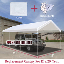 Load image into Gallery viewer, 10'x20' Carport Replacement Canopy Cover for Tent Top Garage Shelter Cover w Ball Bungees
