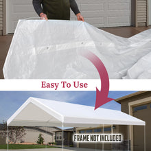 Load image into Gallery viewer, 10&#39;x20&#39; Carport Replacement Canopy Cover for Tent Top Garage Shelter Cover w Ball Bungees
