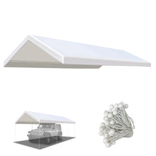 Load image into Gallery viewer, Carport Conopy Cover 12 x 20 Feet Replacement Tent Garage Outdoor Top Tarp Car Shelter with Ball Bungees (with Edge)