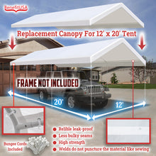 Load image into Gallery viewer, Carport Conopy Cover 12 x 20 Feet Replacement Tent Garage Outdoor Top Tarp Car Shelter with Ball Bungees (with Edge)