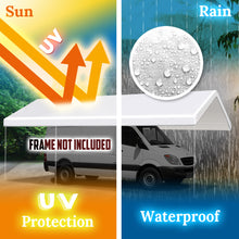 Load image into Gallery viewer, Carport Conopy Cover 12 x 20 Feet Replacement Tent Garage Outdoor Top Tarp Car Shelter with Ball Bungees (with Edge)