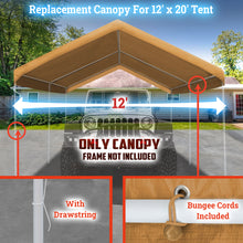 Load image into Gallery viewer, Carport Conopy Cover 12 x 20 Feet Replacement Tent Garage Outdoor Top Tarp Car Shelter with Ball Bungees (with Edge)