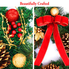 Load image into Gallery viewer, 24" Hanging Christmas Wreath 20 LED Natural Pine Cones Battery Powered
