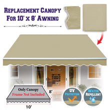 Load image into Gallery viewer, 10X8ft Manual Retractable Patio Sun Shade Door Awning Replacement Cover for Outdoor