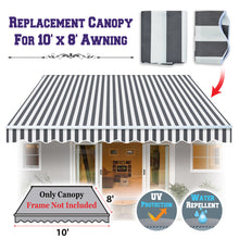 Load image into Gallery viewer, 10X8ft Manual Retractable Patio Sun Shade Door Awning Replacement Cover for Outdoor
