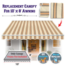 Load image into Gallery viewer, 10X8ft Manual Retractable Patio Sun Shade Door Awning Replacement Cover for Outdoor