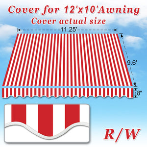12 x 10 ft Canopy COVER Replacement Outdoor Manual Retractable Sunshade Awning