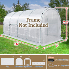 Load image into Gallery viewer, Greenhouse Replacement Cover Larger Walk in Outdoor Plant Gardening Greenhouse   16' X 7' X 7.2'