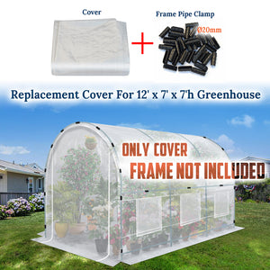 Greenhouse Replacement Cover Larger Walk in Outdoor Plant Gardening Greenhouse (12' X 7' X 7')