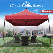 Load image into Gallery viewer, 10x10ft Folding Gazebo Adjustable Height Canopy Tent with Solar LED System