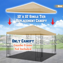 Load image into Gallery viewer, 10&#39;x10&#39; Replacement Canopy Top Patio Pavilion Gazebo Tent Sunshade Cover UV+
